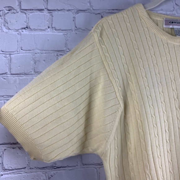 VINTAGE CRYSTAL-KOBE 1980s Sweater Yellow Cable Knit Style - Picture 3 of 5